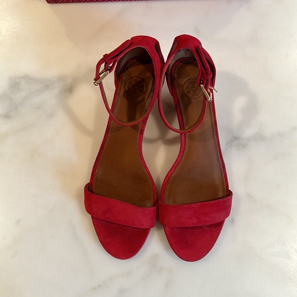 Tory Burch Red Suede Wedges - Picture 4 of 9